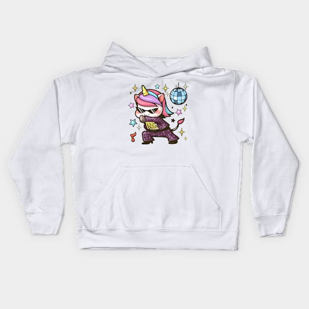 Unicorn Dancing Disco Kids Hoodie by Mako Design 